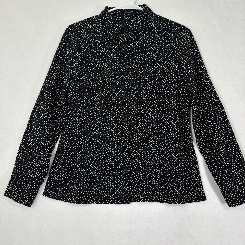 Notations Petite Button Down‎ Shirt PM Stretch Office Career Blouse